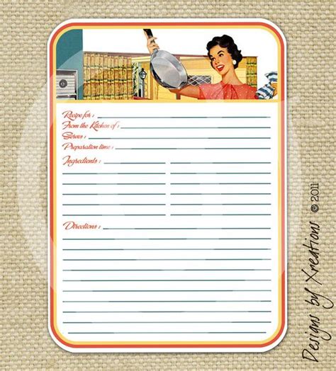 Template for a 5×7 fun and colorful cookbook. Retro Blank Recipe Card Digital Template 5x7 by PinkPaperTrail