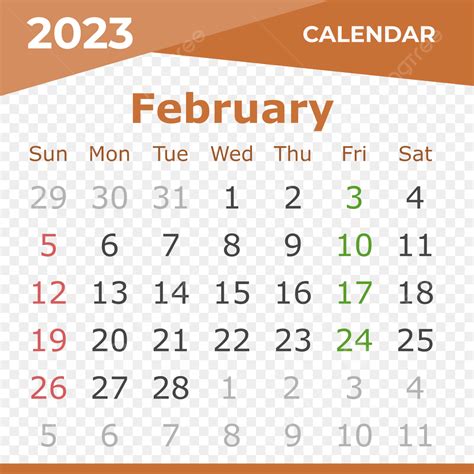 Gambar Kalender Februari 2023 Warna Coklat Kalender 2023 Sederhana