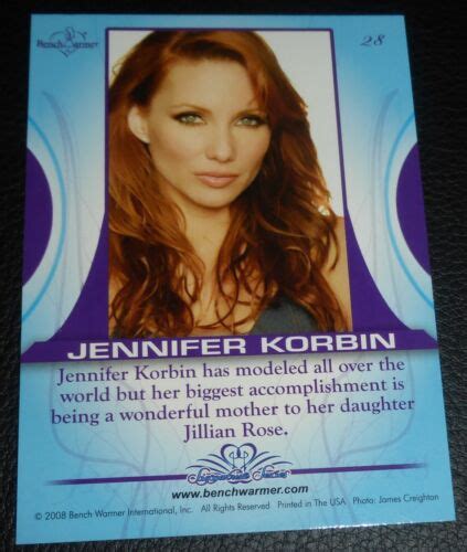 Jennifer Korbin Signed 2008 BenchWarmer Signature Series Card 28