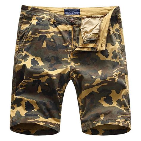 Male Cotton Washed Camouflage Military Cargo Shorts Summer Casual Multi