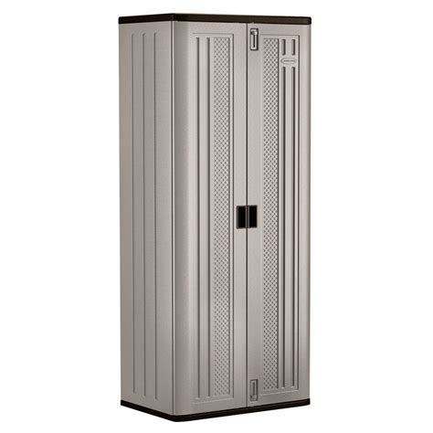 Suncast 30 In X 72 In 3 Shelf Resin Tall Storage Cabinet In Platinum Bmc7200 The Home Depot