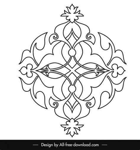 Islamic Ornament Template Black And White Vectors Free Download New
