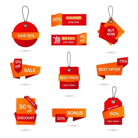 Vector Stickers Price Tag Banner Label Coupon Sale Offers And