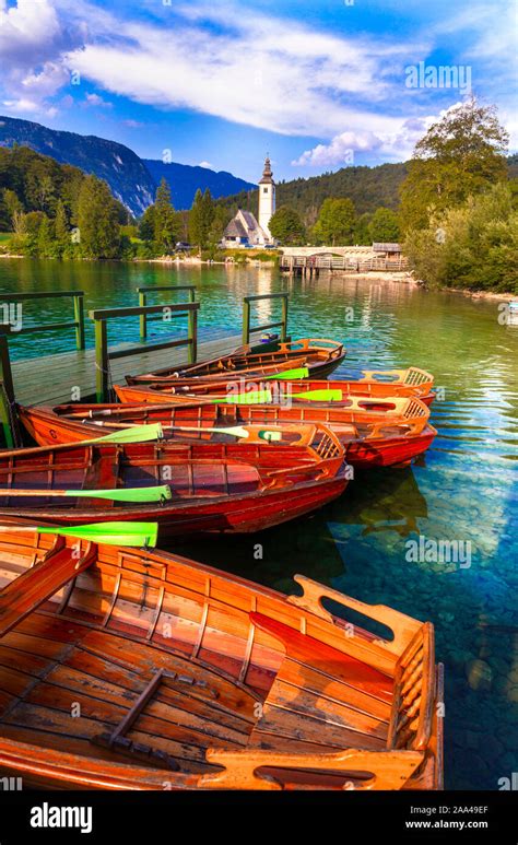 Amazing Idyllic Lake Bohinj In Slovenia Beauty In Nature Stock Photo
