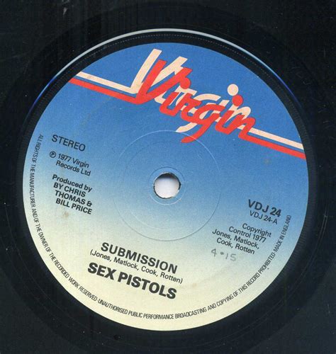 The Sex Pistols Submission 1 Sided 45rpm 7 Original Virgin Vdj 24 Ex Condn