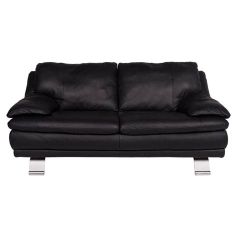 Shop with afterpay on eligible items. Italsofa Leather Sofa Black Two-Seat Couch For Sale at 1stdibs