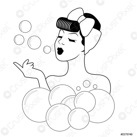 Beautiful Girl Taking A Bath With Foam And Bubbles Retro Stock Vector 2275740 Crushpixel