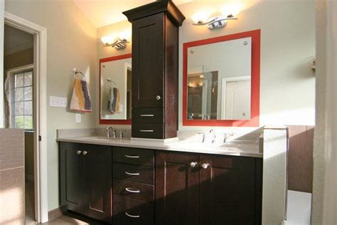 Bathroom vanity sinks one of the first things to consider when shopping for a vanity is the number of sinks. tower in center of bath vanity | Double vanity with a ...