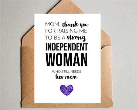 Funny Mothers Day Card From Daughter Youre Welcome Honest Mothers Day Strong Independent