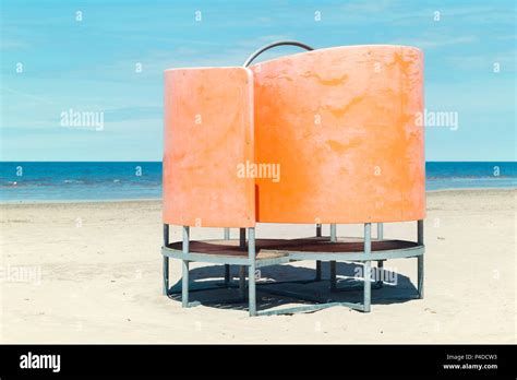 Dressing Cabin On The Beach Beach Style Changing Room Stock Photo Alamy
