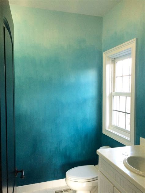 Operation Ombre Turquoise Dip Dyed Painted Wall Treatment