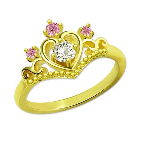 Wholesale Personalized Princess Tiara Ring With Birthstone Fairytale
