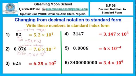 Sf 06 Decimal Notation To Standard Form Youtube