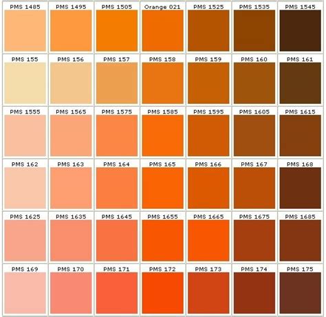 Pantone Colors In Orange Pantone Color Chart Pantone Color Pms