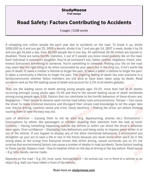 Conclusion Of Road Accidents Essay Sitedoct Org