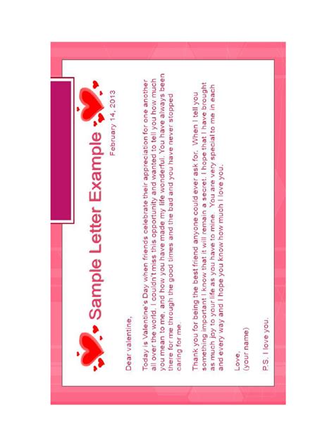 Valentines Day Letter Templates 6 Free Templates In Pdf Word Excel