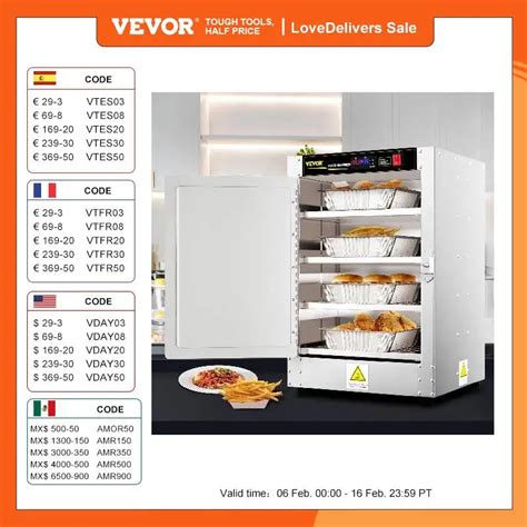 Vevor Shelve Stainless Steel Food Pizza Warmer Hot Foods Pastry Box