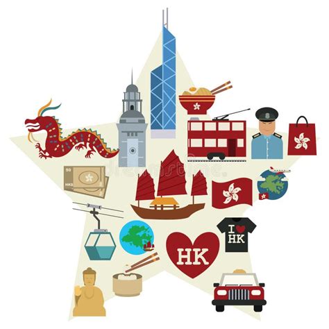 Hong Kong Icon Set Vector Illustration Decorative Design Stock Vector