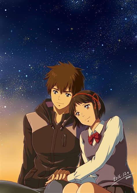 Mitsuha And Taki Kimi No Na Wa Your Name Anime Love Couple Cute