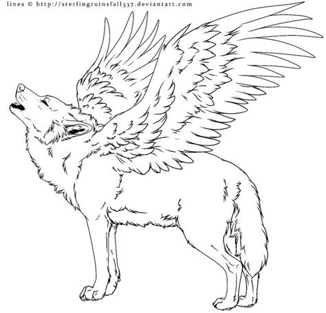 Coloring Pages Wolves With Wings Printable Franklintejohnson