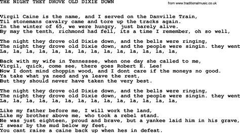 johnny cash song the night they drove old dixie down lyrics