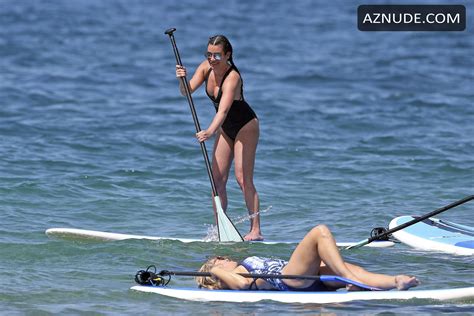 Lea Michele Sexy Black Swimsuit At A Beach In Hawaii Aznude