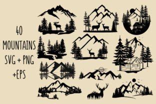 Mountains SVG Bundle Forest Tree Outdoor Graphic By Svgxoxo Creative Fabrica