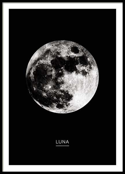 Moon In Black Poster Black And White Posters Poster Poster Prints