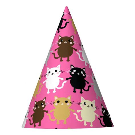 Cat Cute Kitty Colorful 1st Birthday Party Theme Party Hat Zazzle