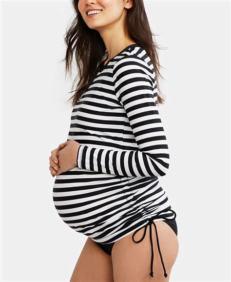 Motherhood Maternity Long Sleeve Ruched Swim Top And Reviews Maternity