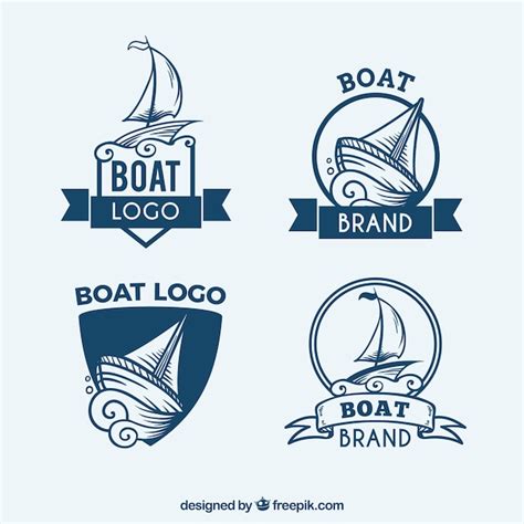Conjunto De Logos Azuis Com Barcos Baixar Vetores Grátis