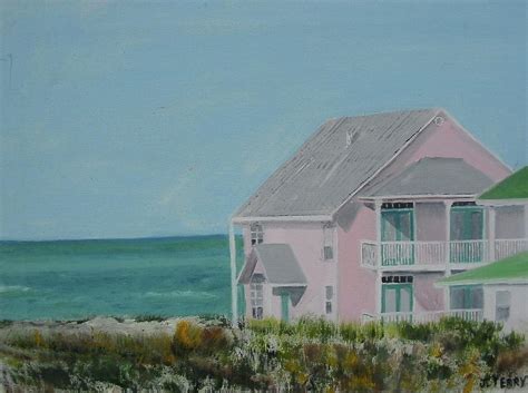 Pink Beach House Painting By John Terry Fine Art America