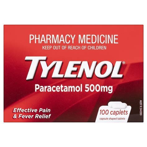 Buy Tylenol Paracetamol Pain And Fever Relief Caplets 100 Pack Online
