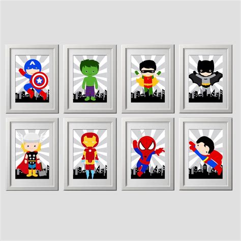 Maybe you would like to learn more about one of these? superhero wall art, PRINTED, superhero bedroom decor, superhero nursery wall decor, PICK 4 ...