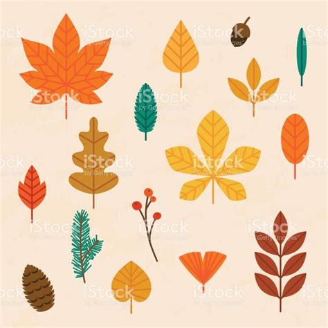 Autumn Leaves Set Flat Design Modern Vector Illustration Concept Ilustración De Hoja Hojas