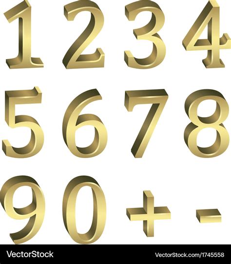 Golden Numbers Royalty Free Vector Image Vectorstock