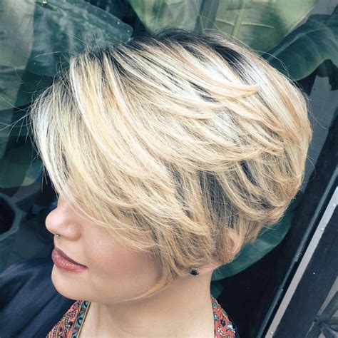 Blonde Pixie Bob With Feathered Layers Thick Hair Styles