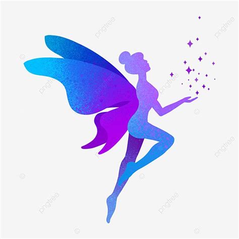 A Purple And Blue Fairy With Stars On Its Wings Silhouette