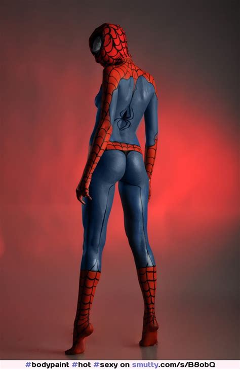 Bodypaint Hot Sexy Spiderman Spiderwoman Ass Niceass Roundass