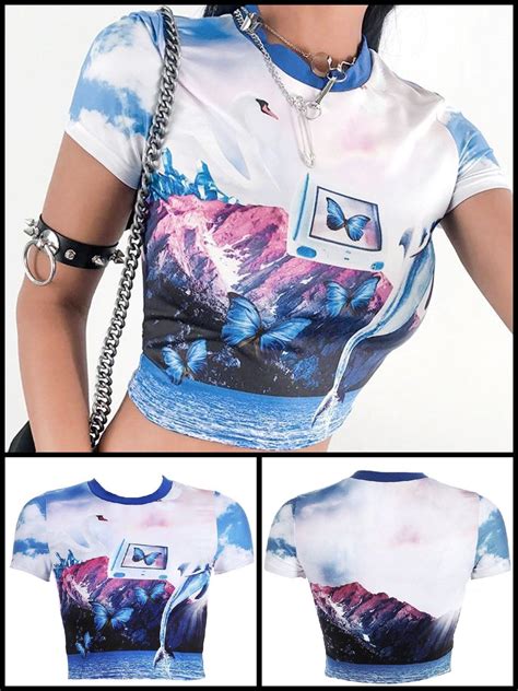 Butterfly Scape Vaporwave Crop Top Vaporwave Clothing Vaporwave