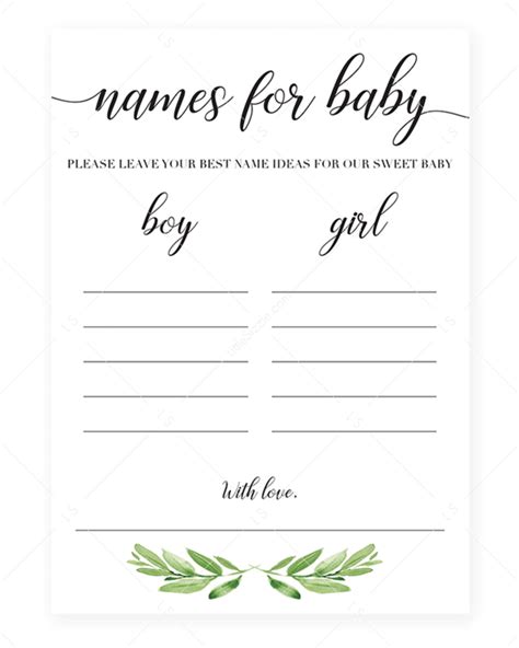 Free printables » free printable cards » printable place cards » gender neutral baby shower place card. Printable Baby Name Suggestion Card Gender Neutral | Name ...