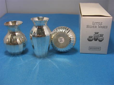 Restoration Hardware 3 Little Silver Vases Made In India