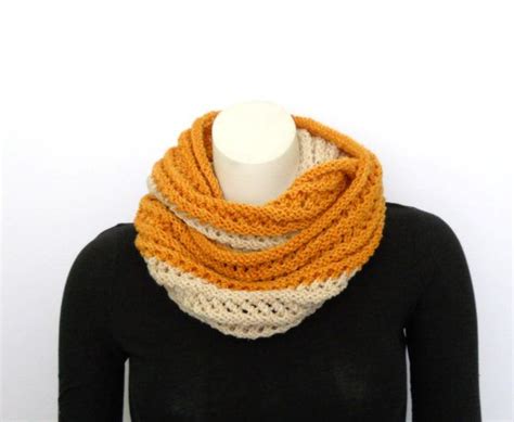 Chunky Infinity Scarf In Honey Gold And Cream Handknit Gold Etsy