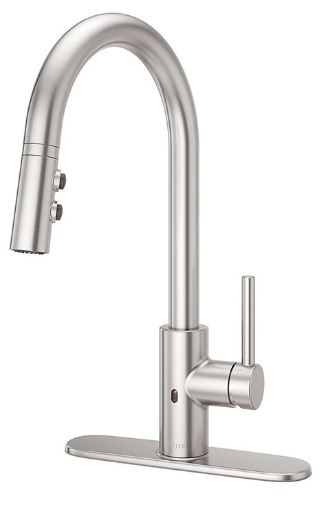 Easy install brushed nickel stainless steel faucet high arc single handle single hole cold water sink faucet for kitchen,bathroom,outdoor garden and bar. Pfister Stellen with React Kitchen Pulldown Faucet in ...