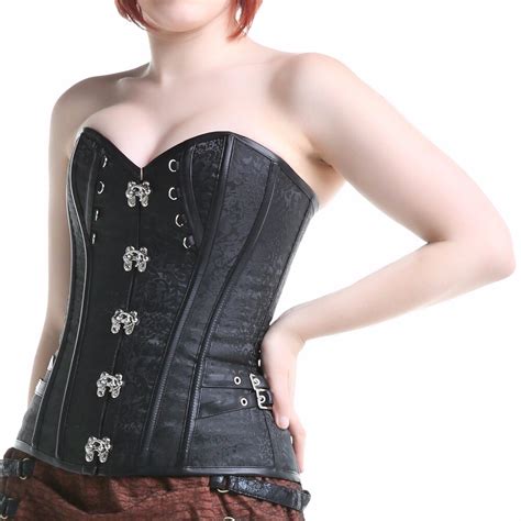 Plus Size Women Sexy Brown Brocade Steampunk Overbust Corset Sweetheart Bust Gothic Corset Top