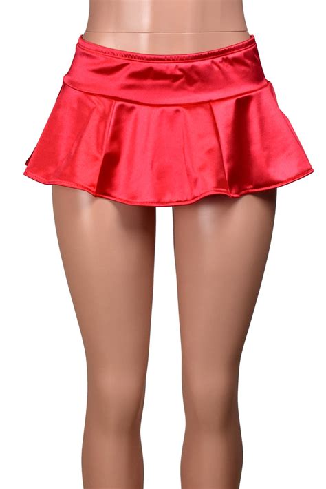 Black Or Red Stretch Satin Micro Mini Skirt Spandex Plus Size Lingerie Deranged Designs