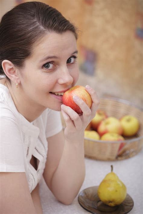 Girl With An Apple Stock Image Image Of Lifestyle Food 8765839