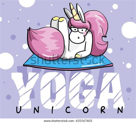 Cute Unicorn Does Yoga Stock Vector Royalty Free 635567603