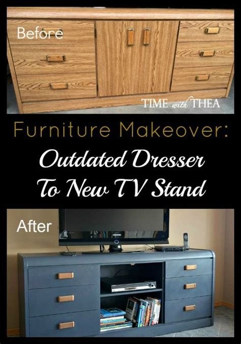 Furniture Makeover From Old Outdated Dresser To New Stunning Tv Stand