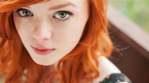 Women Redhead Blue Eyes Sunlight Window Suicide Girls Closeup Portrait